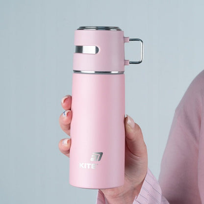 Termos z kubkiem dla dzieci metalowy różowy 350 ml Kite