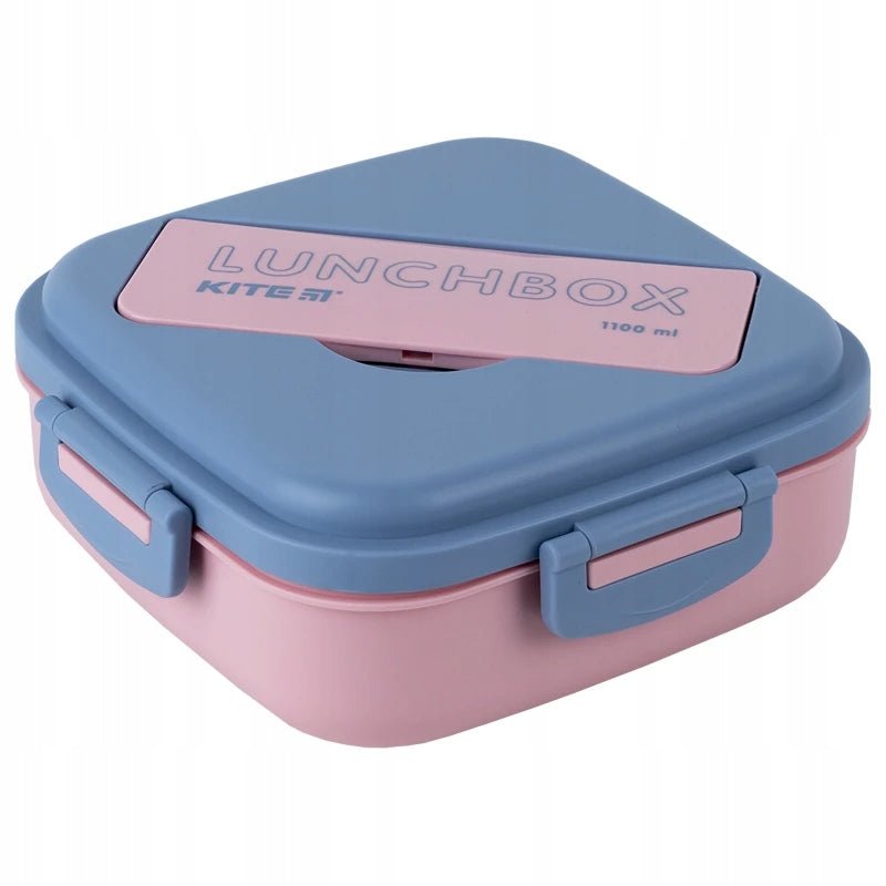 Lunchbox ze sztuccami na 3 komory 1100ml różowy