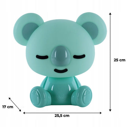 Zielona lampa nocna koala rozmiar