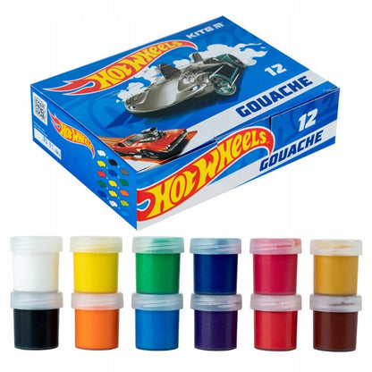 Farby gwaszowe Kite Hot Wheels dla dzieci do przedszkola