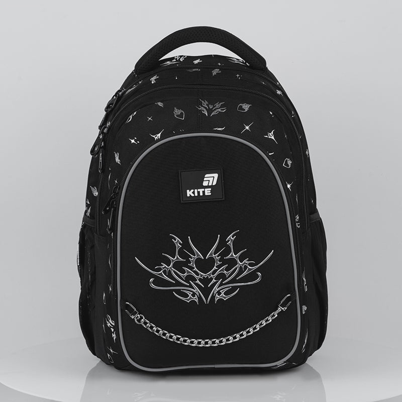 Batoh školský Kite Gothic Elegance ortopedický čierny pre dievča s retiazkou