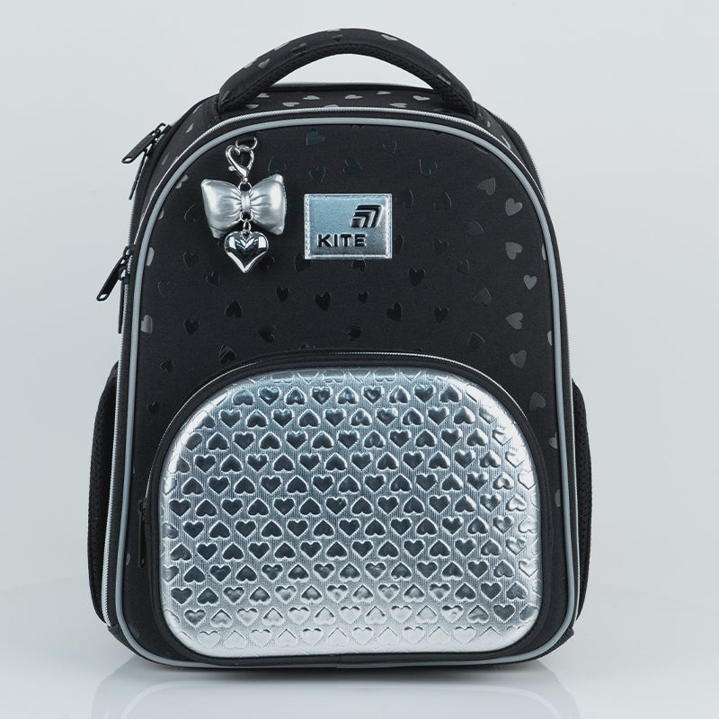 Aktovka školská ortopedická pre dievčatá 6–12 rokov Kite Black&amp;Silver