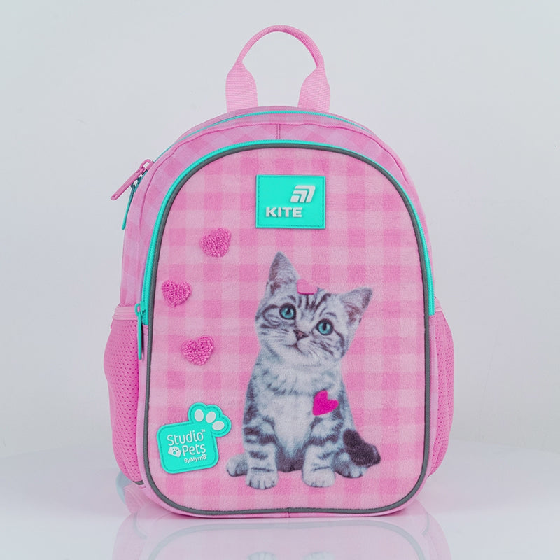 Batoh predškolský Kite Studio Pets ľahký pre dievčatá ružový s mačičkou