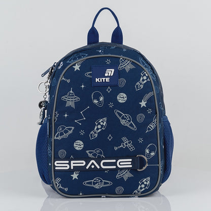 Batoh predškolský Kite In Space ľahký pre chlapcov modrý s príveskom do škôlky