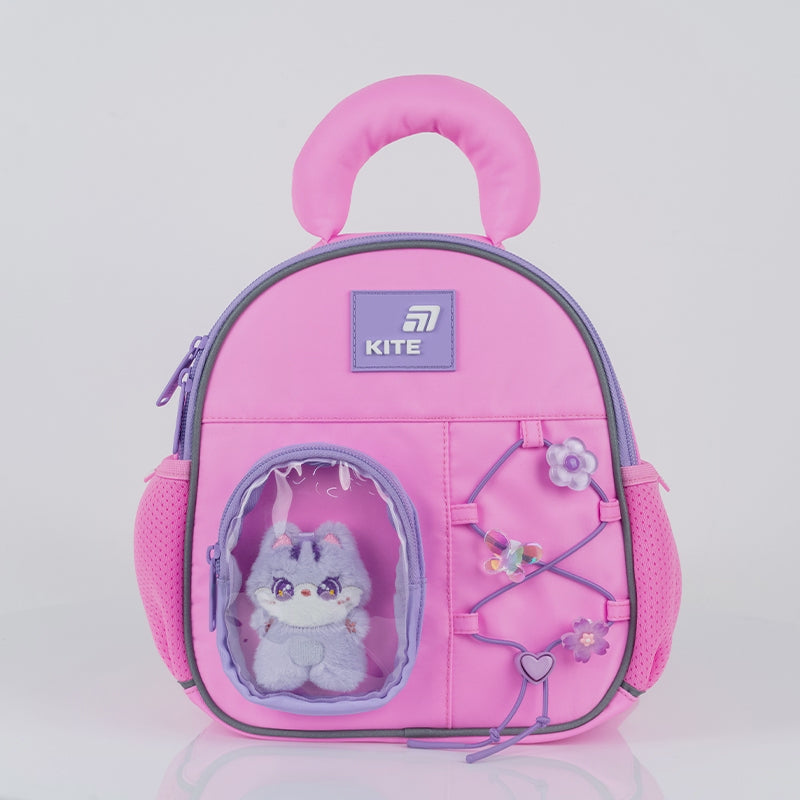 Batoh predškolský Kite Cat&amp;Fun s hračkou pre dievčatko s hrudným popruhom